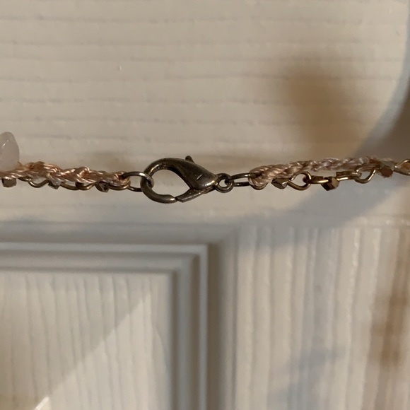 Club Monaco crochet rose quartz double strand necklace (silver & light pink) - Picture 2 of 3